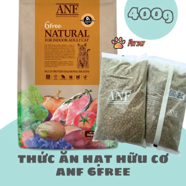 Thức ăn hạt hữu cơ anf 6 free cho mèo gói 400g